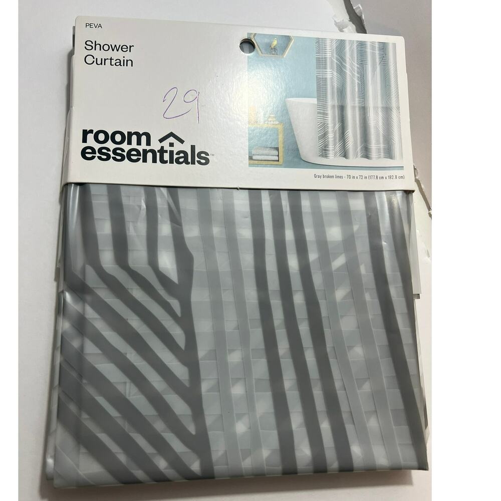 ROOM ESSENTIALS TARGET SHOWER CURTAIN PLASTIC 70" X 72" GRAY NEW